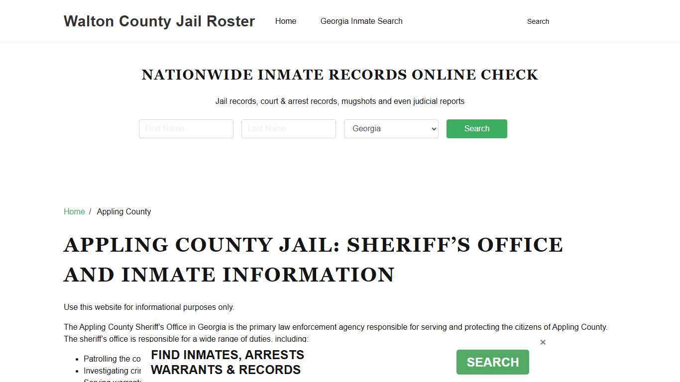 Appling County Sheriff, GA, Jail Inmate Search, Recent Arrests