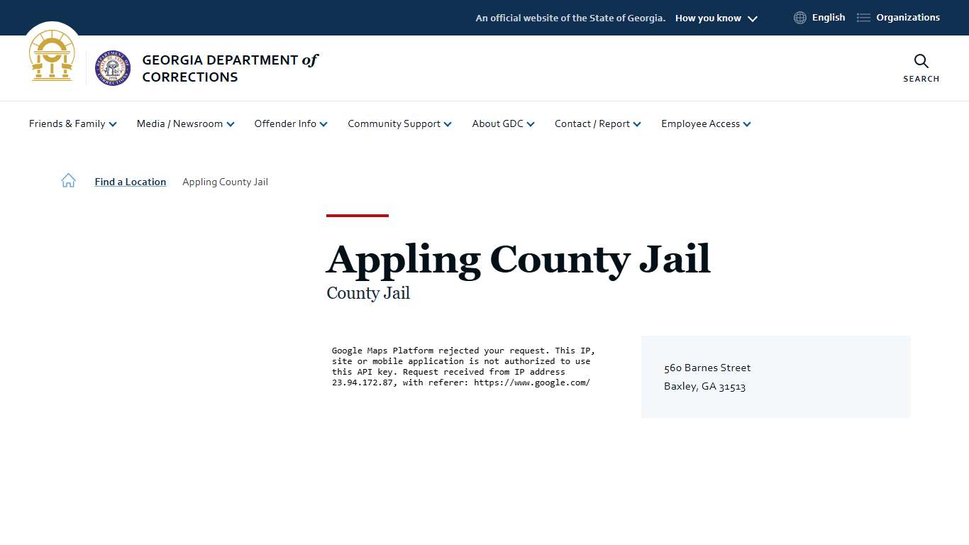 Appling County Jail | Georgia Department of Corrections